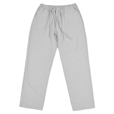 JEsilunmaMY Men's Linen Lounge Pants Elastic Waist Drawstring Pocket Slacks Solid Color Casual Loose Straight Leg Trousers (Light Grey,5X-Large)