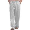 JEsilunmaMY Men's Linen Lounge Pants Elastic Waist Drawstring Pocket Slacks Solid Color Casual Loose Straight Leg Trousers (Light Grey,5X-Large) view 2