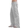 JEsilunmaMY Men's Linen Lounge Pants Elastic Waist Drawstring Pocket Slacks Solid Color Casual Loose Straight Leg Trousers (Light Grey,5X-Large) view 3
