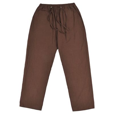 JEsilunmaMY Men's Linen Lounge Pants Elastic Waist Drawstring Pocket Slacks Solid Color Casual Loose Straight Leg Trousers (Coffee,4X-Large)