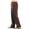 JEsilunmaMY Men's Linen Lounge Pants Elastic Waist Drawstring Pocket Slacks Solid Color Casual Loose Straight Leg Trousers (Coffee,4X-Large) view 3