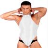 Alvivi Men Silky Smooth Mock Neck Zip Bodysuit Sleeveless Tops Gymnastics Dance Leotard Bathings Suit White X-Large