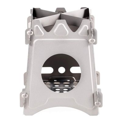 BRASSU Outdoor Camping Folding Stainless Steel firewood Stove Hiking Portable Ultra-Light Titanium Alloy firewood Stove (Size : S/S Round)