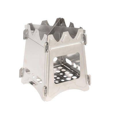 BRASSU Outdoor Camping Folding Stainless Steel firewood Stove Hiking Portable Ultra-Light Titanium Alloy firewood Stove (Size : S/S Square)