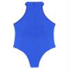 CHICTRY Men Oil Glossy High Cut Bodysuit Sleeveless Zipper Back Gymnastic Dance Leotard Swimsuit Blue X-Large view 2