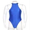 CHICTRY Men Oil Glossy High Cut Bodysuit Sleeveless Zipper Back Gymnastic Dance Leotard Swimsuit Blue X-Large view 3