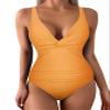 Hilor Women's One Piece Swimsuit Tummy Control Monokini Swimwear V Neck Bathing Suits Warm Apricot 10 view 2