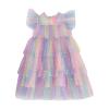 Toddler Girls Fly Sleeve Rainbow Star Sequins Prints Tulle Princess Dress Dance Party Dresses Clothes (Pink, 2-3 Years) view 1