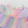 Toddler Girls Fly Sleeve Rainbow Star Sequins Prints Tulle Princess Dress Dance Party Dresses Clothes (Pink, 2-3 Years) view 2