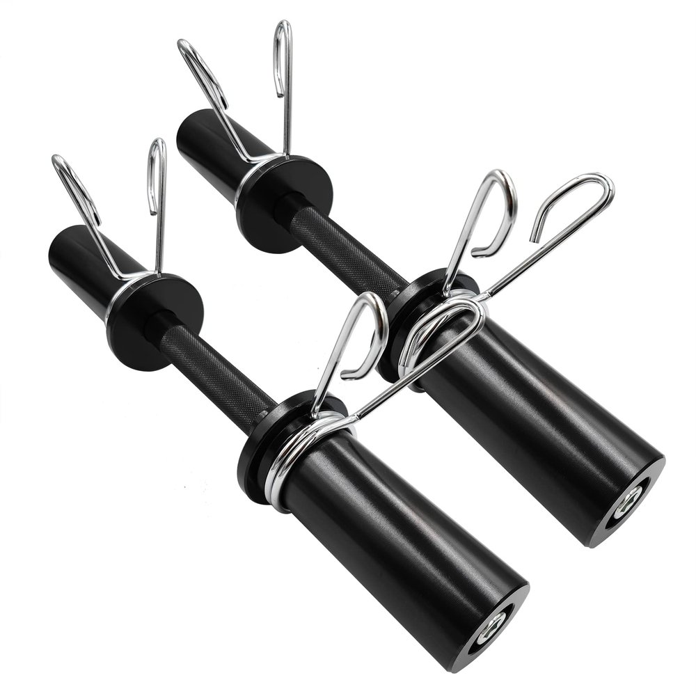 16" Olympic Dumbbell Handles Black, Loadable Dumbbells Bar Sets (150LBS Weight Capacity), Compatible with 2 Standard Plates, 2 Pair of Spring Collars Included