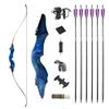 60 Inch Black Hunter Original Takedown Recurve Bow and Arrow Set 20-60lbs Traditional Wood Longbow Right and Left Handed American Hunting Longbow (20 Lbs, Diamond Blue Set/Right Handed) view 1