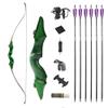 60 Inch Black Hunter Original Takedown Recurve Bow and Arrow Set 20-60lbs Traditional Wood Longbow Right and Left Handed American Hunting Longbow (50 Lbs, Green Set/Right Handed) view 1