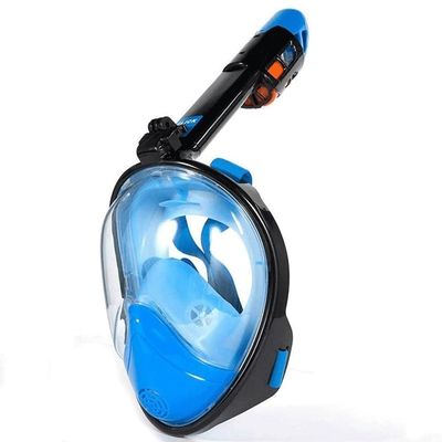 RMENST Snorkel Mask Full Face, Full Face Snorkel Mask Adult and Kids, Snorkeling Mask 180 Panoramic Anti-Fog Anti-Leak Diving Mask Set (Color : Blue)