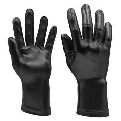 Chendvol Men's and Women's Shiny Metallic Wrist Length Costume Gloves Halloween Cosplay Hand Accessories (Black)