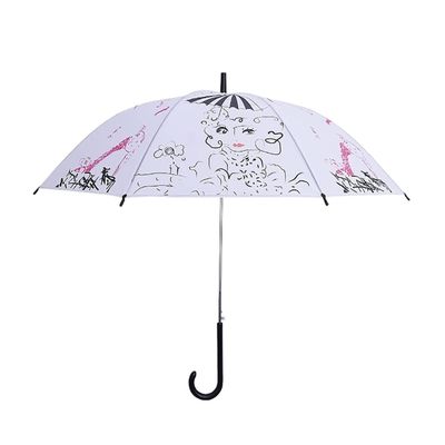 ZAEGO Umbrellas for Rain Transparent Frosted Umbrella Long Handle Straight Automatic Umbrella Curved Handle Lightweight Waterproof Rainproof Windproof Umbrellas for Rain Windproof (Color : C)