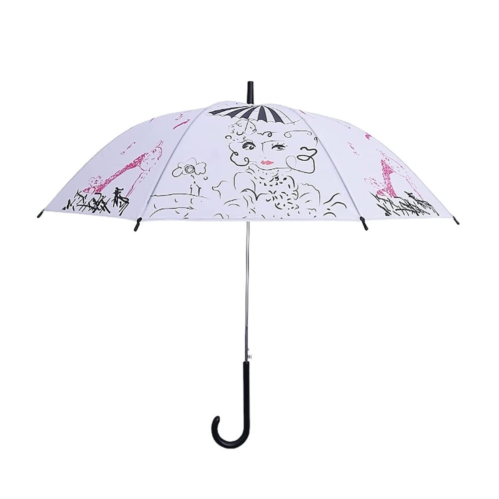 ZAEGO Umbrellas for Rain Transparent Frosted Umbrella Long Handle Straight Automatic Umbrella Curved Handle Lightweight Waterproof Rainproof Windproof Umbrellas for Rain Windproof (Color : C)