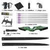 60 Inch Black Hunter Original Takedown Recurve Bow and Arrow Set 20-60lbs Traditional Wood Longbow Right and Left Handed American Hunting Longbow (20 Lbs, Green Set/Right Handed) view 3