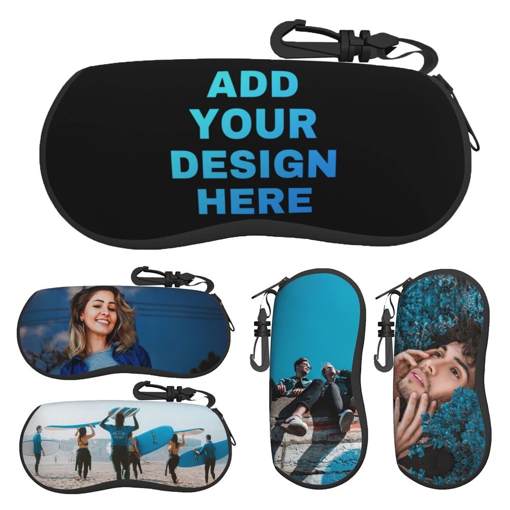 FGHJ Custom Glasses Case Personalized Eyeglass Case Design Your Photo Name Logo Portable Soft Shell Sunglasses Bag Gift for Women (style 1)
