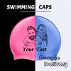 Custom Swim Cap with Photo Personalized Silicone Swim Cap for Men and Women Swimming Customized Swimmers Cap for Short and Medium Length Hair view 4