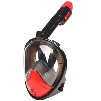 RMENST Snorkel Mask Full Face, Full Face Snorkel Mask Adult and Kids, Snorkeling Mask 180 Panoramic Anti-Fog Anti-Leak Diving Mask Set (Color : Red)