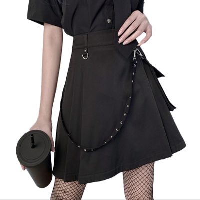 Goth Cross Embroidered Black Skirts Gothic Grunge Vintage Lace Velvet Emo Alt Skirt Fairy Grunge High Waist A Line Mini Skirt
