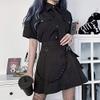 Goth Cross Embroidered Black Skirts Gothic Grunge Vintage Lace Velvet Emo Alt Skirt Fairy Grunge High Waist A Line Mini Skirt view 2
