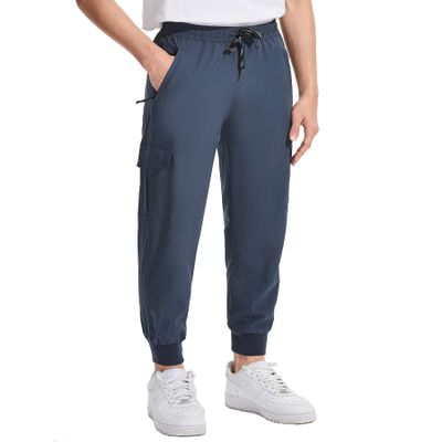 DEVOROPA Boys Joggers Lightweight Hiking Cargo Pants Water Resistant UPF 50+ Quick Dry Youth Kids Athletic Running Pants Cool Gray M