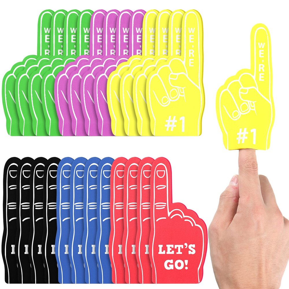 Sinmoe 24 Pcs Mini Foam Finger Baseball Fan Mini Foam Finger, We're #1 Sports Themed Party Supplies for Baseball Hockey Football Basketball Events Team Gifts(Multi Colors)