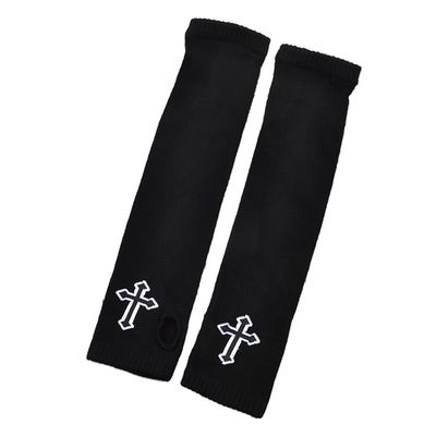 Thereisno Carnival for Cross Hand Gloves Stretchy Long Fingerless Sleeves Arm Warmer Sleeve Knit Arm Sleeves Halloween Costume Knitted Sleeves
