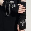 Thereisno Carnival for Cross Hand Gloves Stretchy Long Fingerless Sleeves Arm Warmer Sleeve Knit Arm Sleeves Halloween Costume Knitted Sleeves view 3