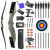 Takedown Wooden Recurve Bow 60inch for Adults Hunting Target 20Lbs-60Lbs Longbow Right Hand Bow (25Lbs, Grey) view 1