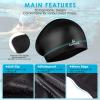 Large Long Hair Swim Cap with Extra Room for Women Men, Silicone Swimming Cap for Long Thick Hair with Ear Plugs Nose Clip Set, Adult Waterproof Swim Hats Bathing Caps to Keep Hair Dry(Black) view 3