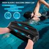 Large Long Hair Swim Cap with Extra Room for Women Men, Silicone Swimming Cap for Long Thick Hair with Ear Plugs Nose Clip Set, Adult Waterproof Swim Hats Bathing Caps to Keep Hair Dry(Black) view 4