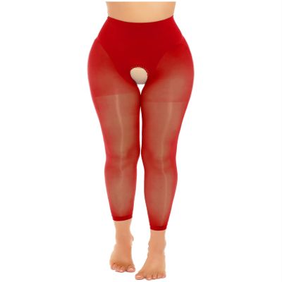 Daenrui Woman's Oil Glossy Pantyhose Tights Hollow Out Thigh High Suspender Stocking Footed Legging Type 15 One Size