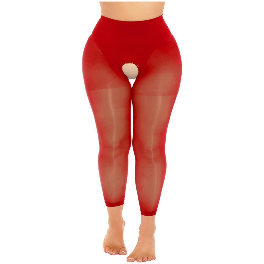 Daenrui Woman's Oil Glossy Pantyhose Tights Hollow Out Thigh High Suspender Stocking Footed Legging Type 15 One Size