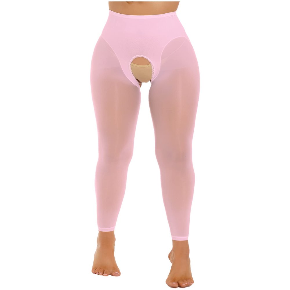Daenrui Woman's Oil Glossy Pantyhose Tights Hollow Out Thigh High Suspender Stocking Footed Legging Type 16 One Size
