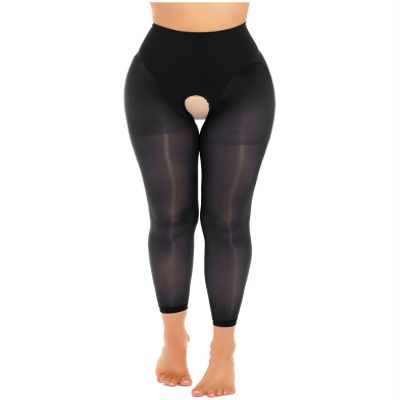 Daenrui Woman's Oil Glossy Pantyhose Tights Hollow Out Thigh High Suspender Stocking Footed Legging Type 17 One Size