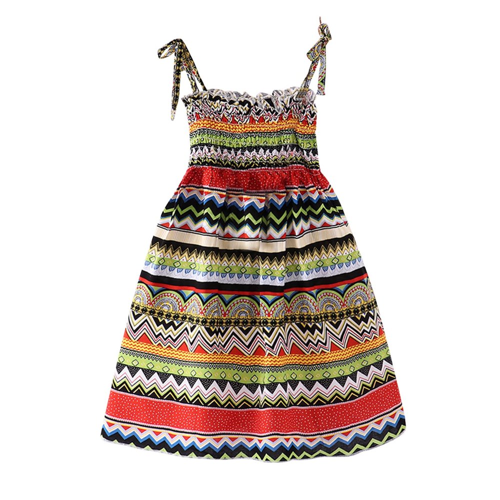 Baby Dresses Toddler Kids Girls Floral Bohemian Flowers Sleeveless Beach Straps Dress Princess Clothes (Green, 7 Years)