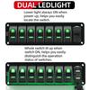 FXC 12V 24V DC 7 Gang Rocker Switch Aluminum Panel with Voltmeter & Dual USB(4.8 A) Fast Charging, Green Backlit Led, Pre-Wired Waterproof for Marine, Boat, Car, Truck, Polaris, Jeep (Green) view 2