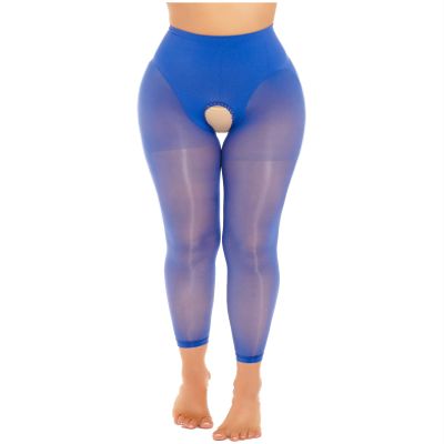 Daenrui Woman's Oil Glossy Pantyhose Tights Hollow Out Thigh High Suspender Stocking Footed Legging Type 14 One Size