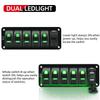 FXC 12V 24V DC 5 Gang Rocker Switch Aluminum Panel with Voltmeter & Dual USB(4.8 A) Fast Charging, Green Backlit Led, Pre-Wired Waterproof for Marine, Boat, Car, Truck, Polaris, Jeep (Green) view 2
