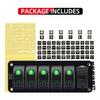 FXC 12V 24V DC 5 Gang Rocker Switch Aluminum Panel with Voltmeter & Dual USB(4.8 A) Fast Charging, Green Backlit Led, Pre-Wired Waterproof for Marine, Boat, Car, Truck, Polaris, Jeep (Green) view 4