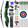 Takedown Wooden Recurve Bow 60inch for Adults Hunting Target 20Lbs-60Lbs Longbow Right Hand Bow (50Lbs, Green) view 1