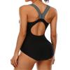 CharmLeaks Womens Athletic One Piece Swimsuit Conservative Lap Bathing Suit(Gray,X-Large) view 2