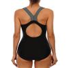 CharmLeaks Womens Athletic One Piece Swimsuit Conservative Lap Bathing Suit(Gray,X-Large) view 3