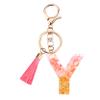 Suweibuke Cute Pink Key Chains for Women Girls, Initial Letter Keychains with Tassel, Charms for Key Purse Handbags Backpacks (Pink-Y) view 1