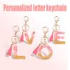 Suweibuke Cute Pink Key Chains for Women Girls, Initial Letter Keychains with Tassel, Charms for Key Purse Handbags Backpacks (Pink-Y) view 4