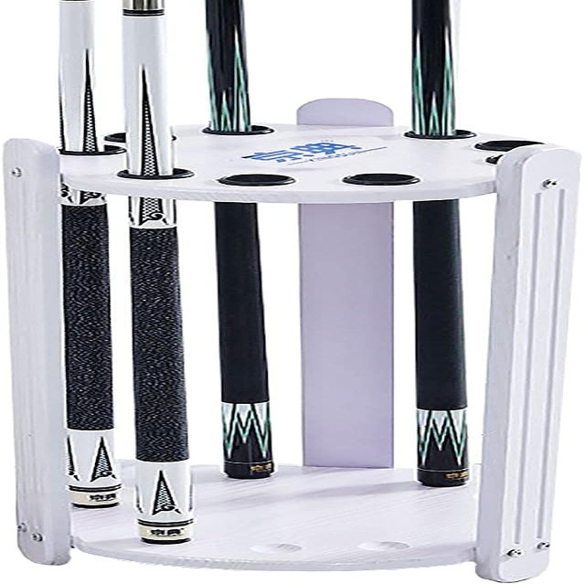 SEVEEZ Pool Cue Rack Floor Stand Round Modern Pool Stick Holder, Corner Pool Cue Organizers/Shelf, Hold 9 Cues