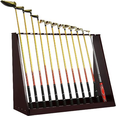 SEVEEZ Golf Club Holder Organizer, Wooden 13 Holes Hockey Stick Storage Display Stand with Lawn Mat, for Golf Driving Range Club