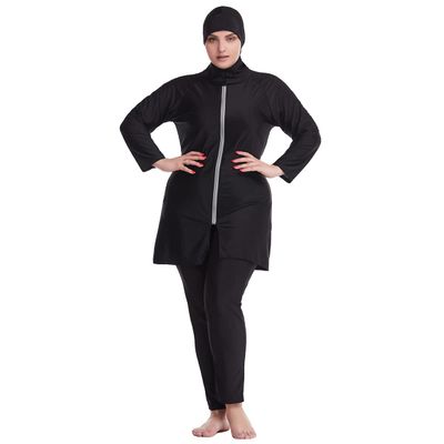 Muslim Swimsuits for Women, Swimdress Islamic Arabic Swimwear Burkini Full Cover Hijab Top Pants Swimming Cap Full Coverage Long Sleeves Bathing Suits Swim Capris Clothes Set Black White 3XL